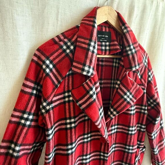 Tartan Plaid Shacket Womens Size S Red Button Front Preppy Academia Active USA - Picture 4 of 15